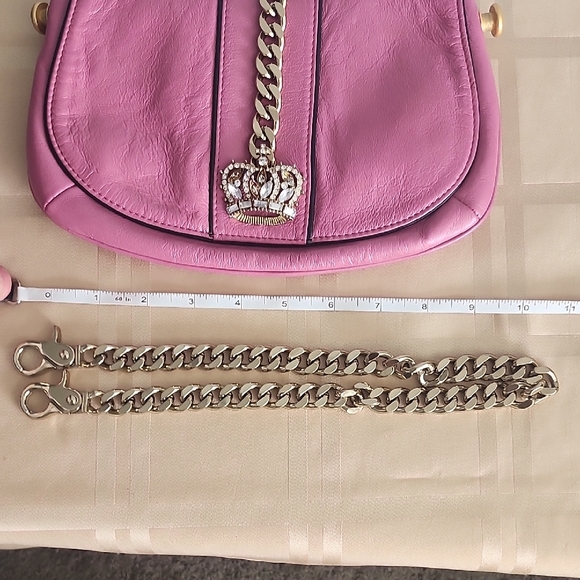 Wilsons Pink Leather Shoulder Bag W/ Removable Brass Chain Strap - Picture 12 of 12